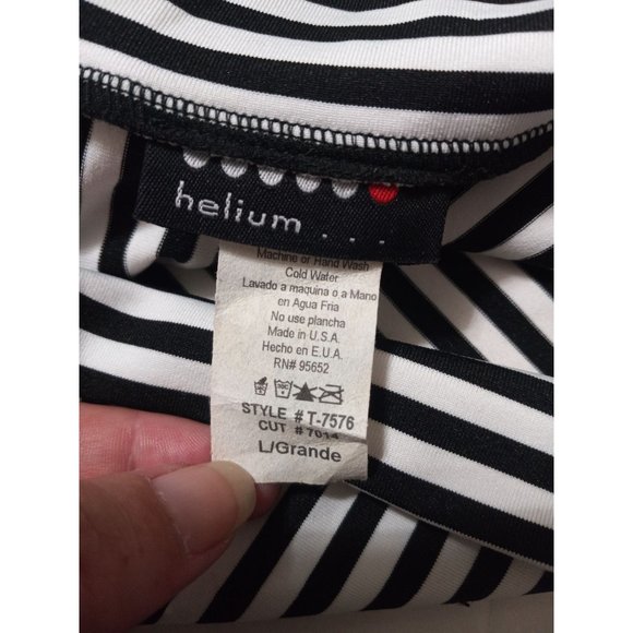 Helium Large Black White Strip One Shoulder Classic Going Out Occasion Crop Top - Picture 4 of 4